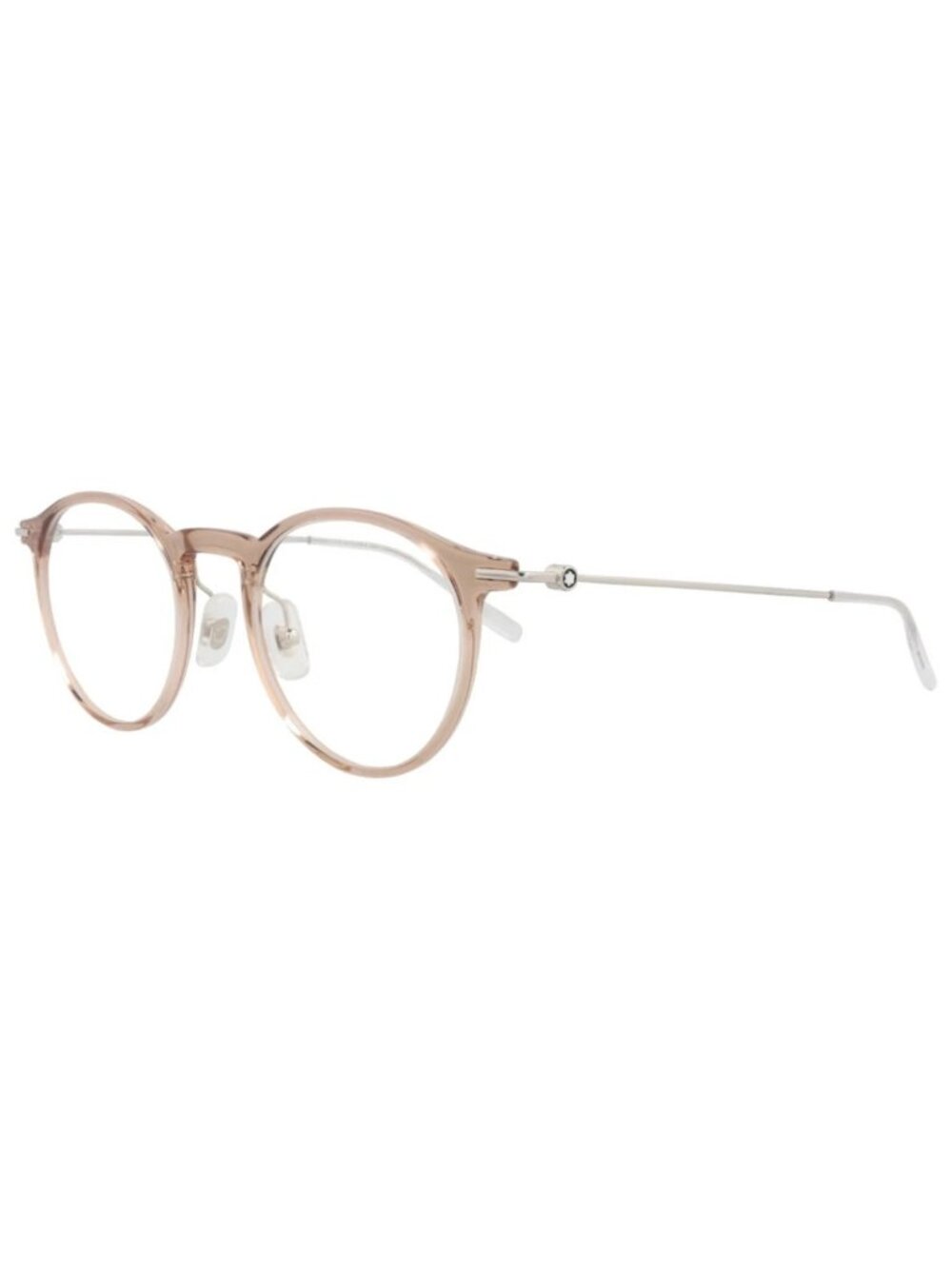 New Montblanc Women's Eyeglasses Round Oval Injection Frame Mens Brown Silver